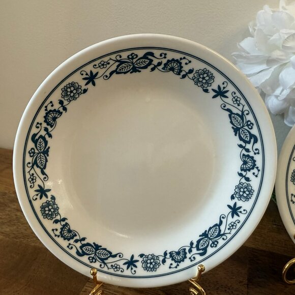 Corelle Old Town Blue Vintage Side Plates Set Floral Scroll Blue White Pattern D - Picture 4 of 5